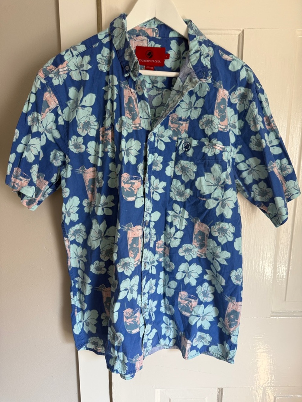 Southern Proper Blue Floral Short-Sleeve Button-Down Shirt